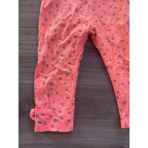 Lightning Bug Girls Size 5 Capri Leggings Orange Color with glitter hearts - Picture 7 of 11